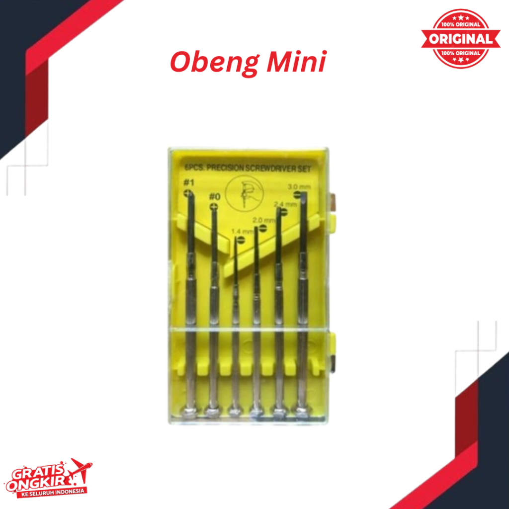 Obeng mini kecil set 6 pcs jam Kacamata HandPhone Tamiya laptop ORIGINAL FREED