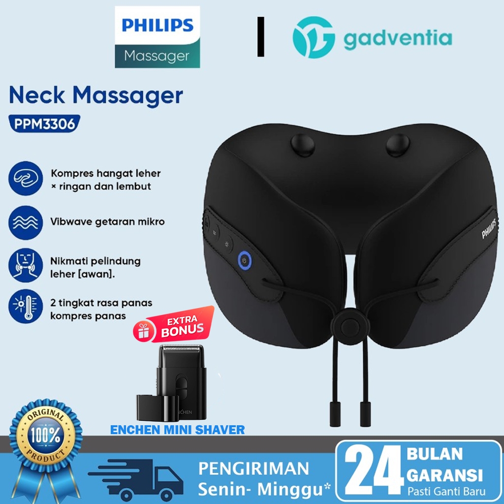 Philips PPM3306 Alat Pijat Leher Punggung Elektrik 360 ° Ring Neck Shoulder Massage Leher Pegal