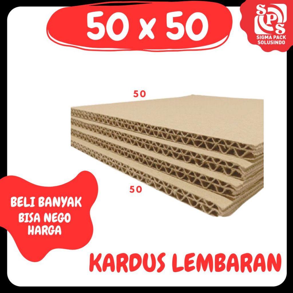 Sheet Lembaran 50x50 / 50x40 / 50x30 / 50x20 / 50x10 Kardus Polos Double Wall Coklat Karton