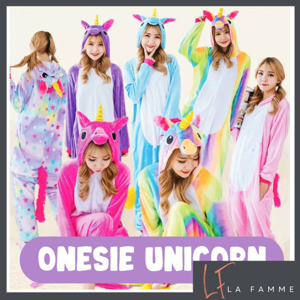 ONESIE UNICORN DEWASA 1 Kostum Cosplay Kigurumi baju Tidur Piyama Karakter