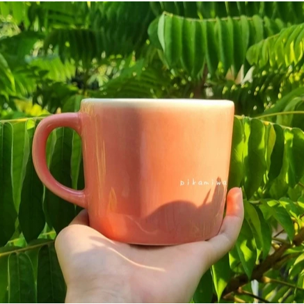 1 PCS MUG KERAMIK PINK WHITELINE mug keramik cantik mug lucu mug polos mug pastel mug pinterest