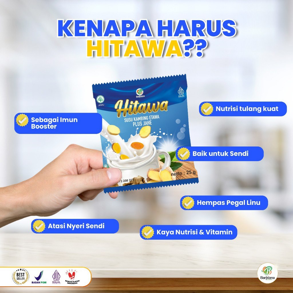 

Hitawa Sachet PerRenceng Susu Kambing Etawa Plus Jahe