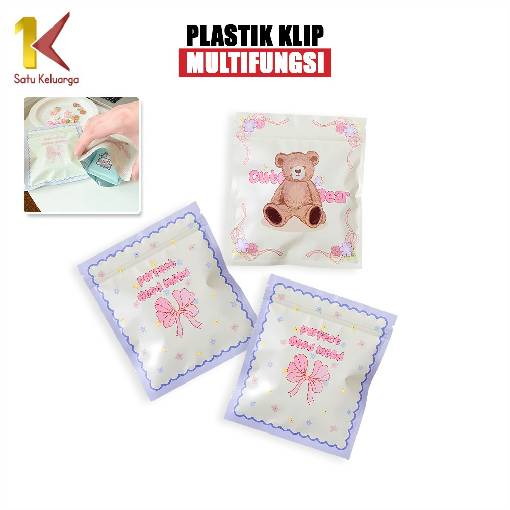 Satu Keluarga Plastik Ziplock Cute Bear C1151 Plastik Klip Souvenir Penyimpanan Aksesoris Serbaguna