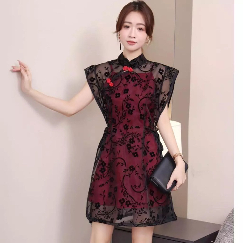 DRESS OUTER CNY ORGANZA / SET CHEONGSAM