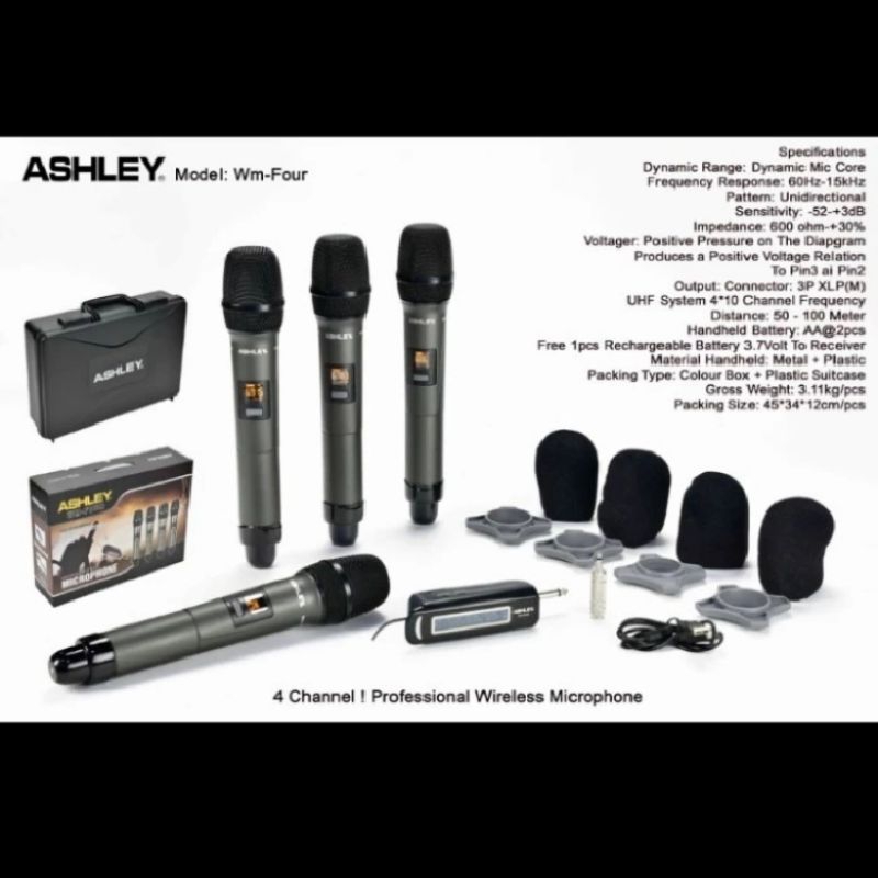Mic wireless Ashley wmfour original 4mic handheld
