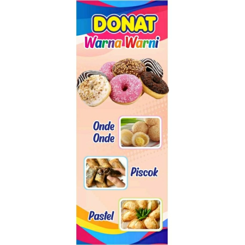 SPANDUK BANNER TOKO KUE, BOLU, JAJANAN PASAR, DONAT, FROZEN FOOD