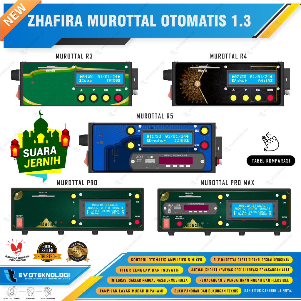 Evoteknologi Murotal alquran otomatis Speaker Tartil JWS Auto Tilawah Otomatis Sebelum Adzan Radio A