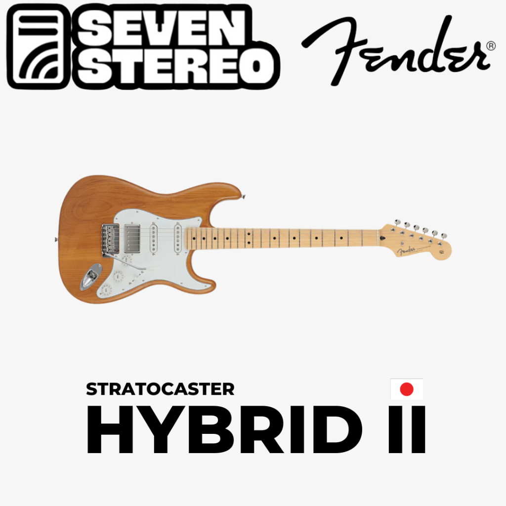 Fender Japan Hybrid II Stratocaster HSS Electric Guitar, Maple FB, Vintage Natural