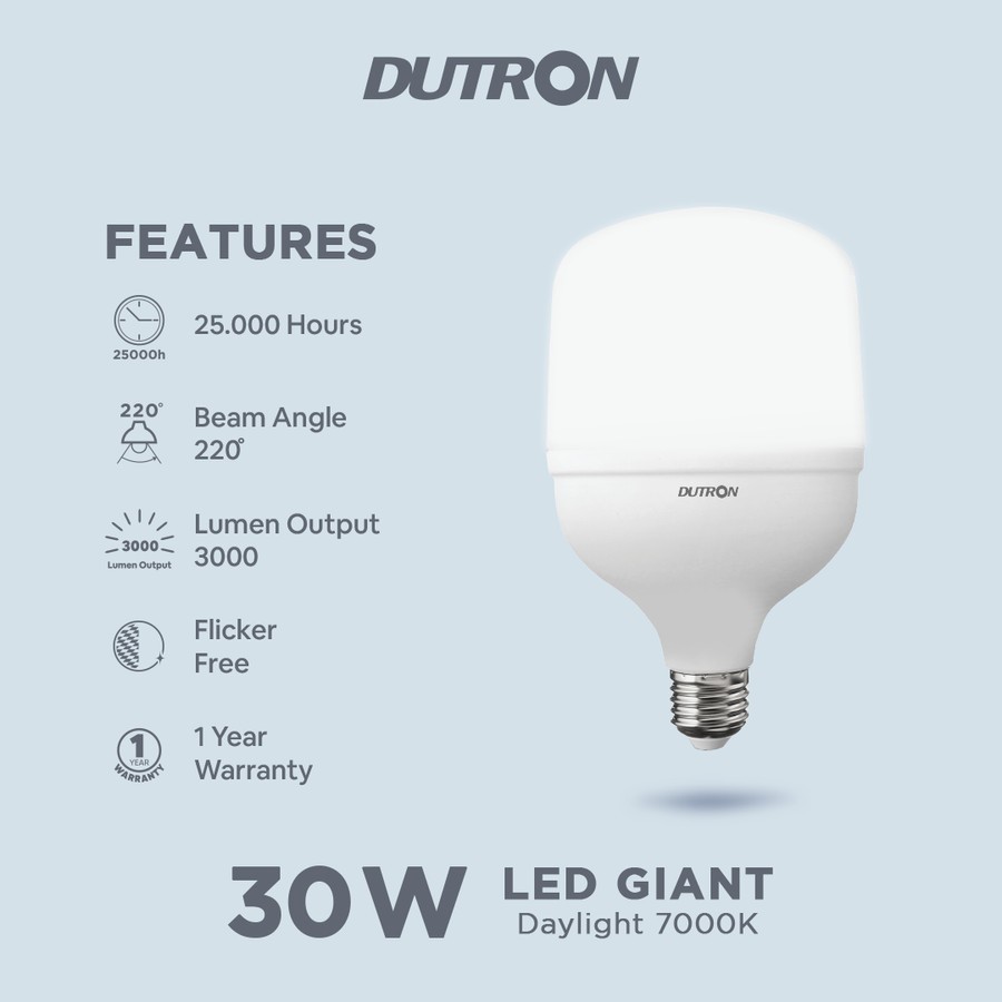 DUTRON LAMPU LED BULB CAHAYA 7000K SUHU WARNA KETERANGAN 7000K DT-LED-BULB-7000K LAMPU MADE IN JAPAN