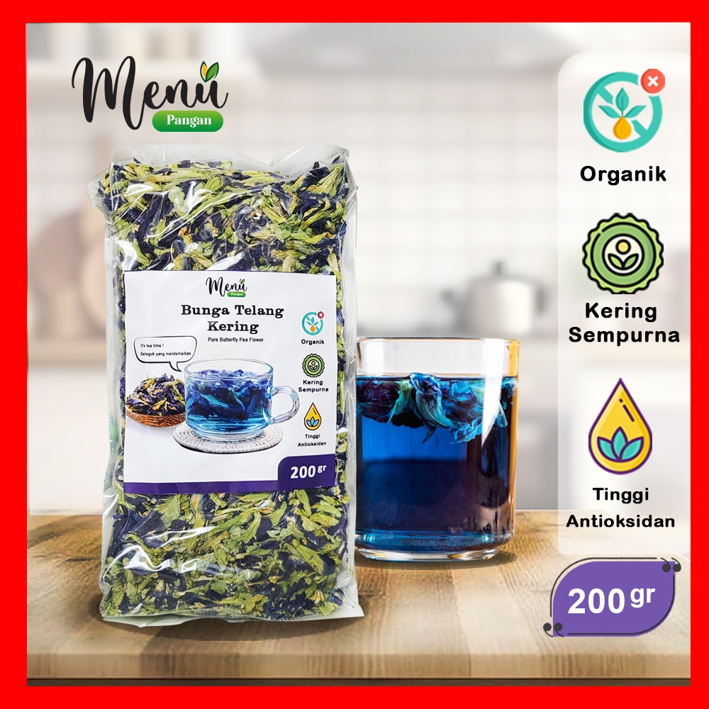 

Bunga TELANG Kering Premium Organik 100% - Butterfly Pea Teh Herbal Talang Biru Kaya Manfaat