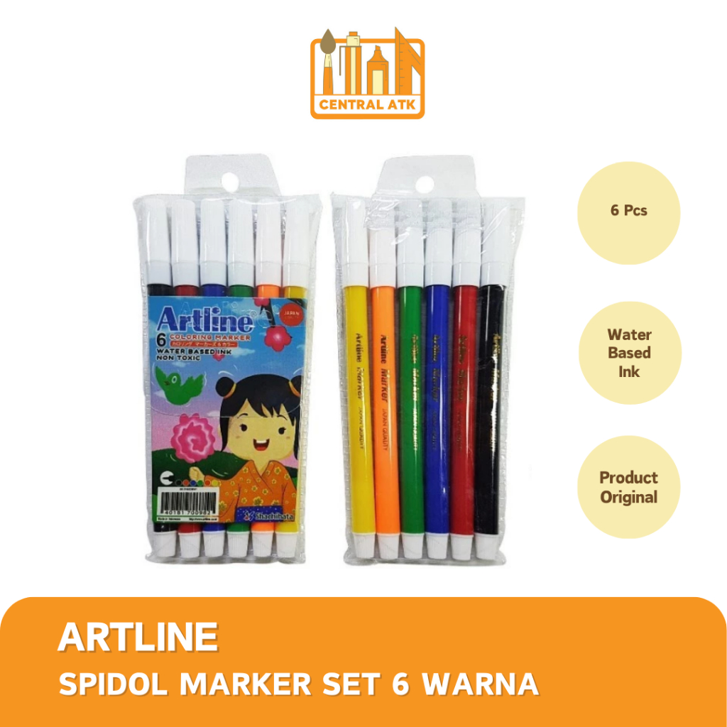 

ARTLINE SPIDOL MEWARNAI MARKER SET 6 WARNA