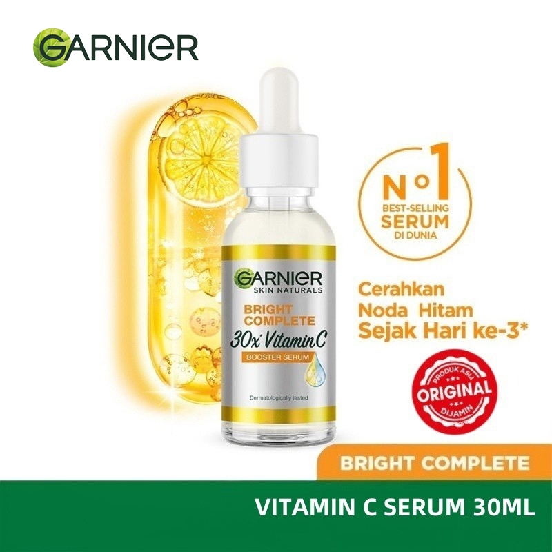 【COD ORI】Garnier Bright Complete Vitamin C 30x Booster Serum 30ml - Dark Spot Serum Mencerahkan Waja