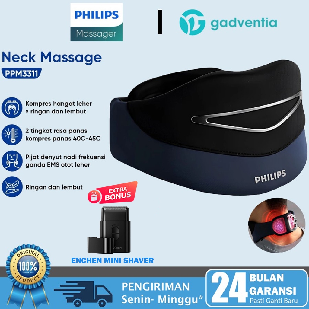 Philips Massage Neck Massager EMS Pulse Hot Compress Alat Pijat Leher Anti Pegal PPM3311