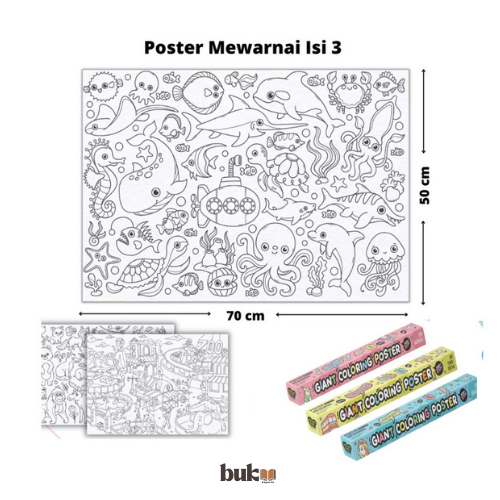 Poster Mewarnai Giant Poster - Giant Coloring Poster Series Isi 3 Sheet Poster Mewarnai Jumbo