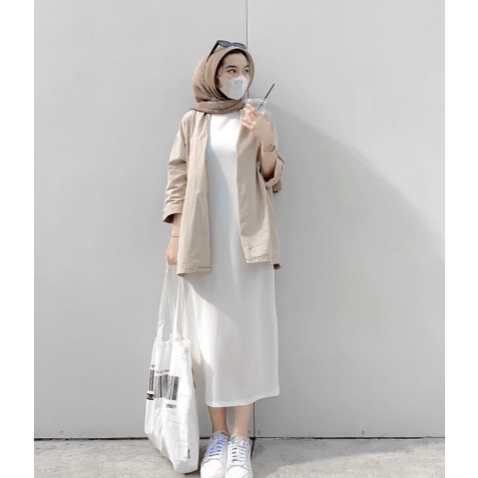 LONG DRESS INNER / DRESS RAJUT WANITA / INNER DRESS RAJUT / INNER TANPA LENGAN / DRESS KOREAN STYLE