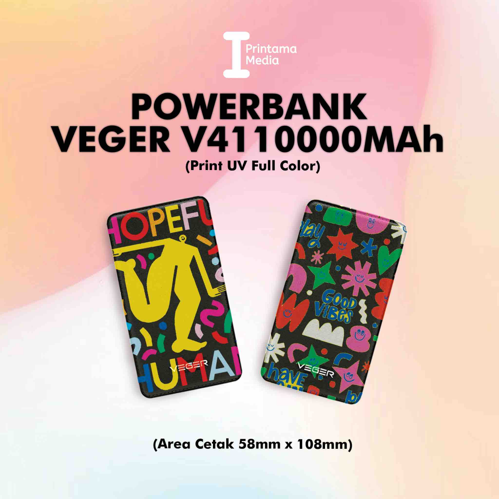 Custom Powerbank Promosi / Souvenir 10.000mAh Print UV Full Warna