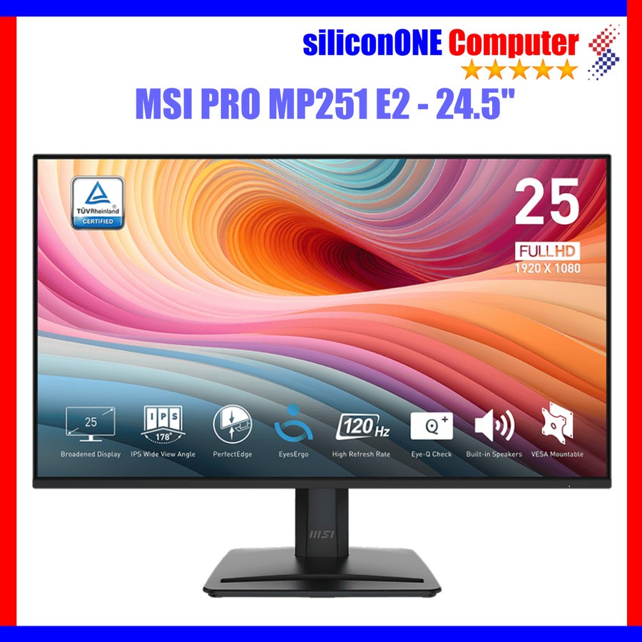 MSI MP251 E2 / MP251L E2 24.5" IPS 120Hz Speaker 1080p FHD VGA HDMI DP MP251W Black White