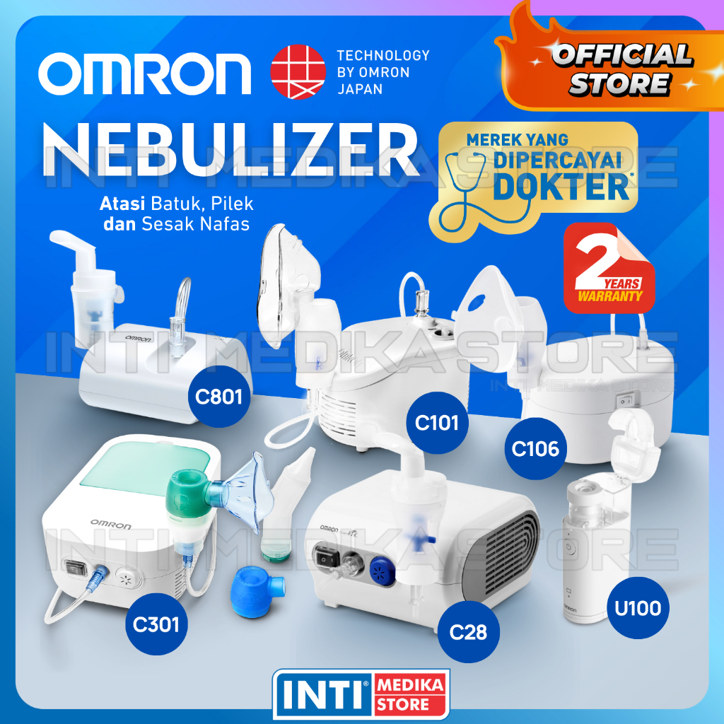 OMRON - Nebulizer Compressor NE C28 C101 C106 C301 C801 NE U100 | Alat Terapi Uap Pernafasan Batuk P