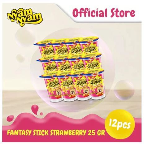 

NYAM-NYAM FANTASY STICK 12pcs @25gr CHOCOLATE STRAWBERRY CHOCOBERRY SNACK ANAK