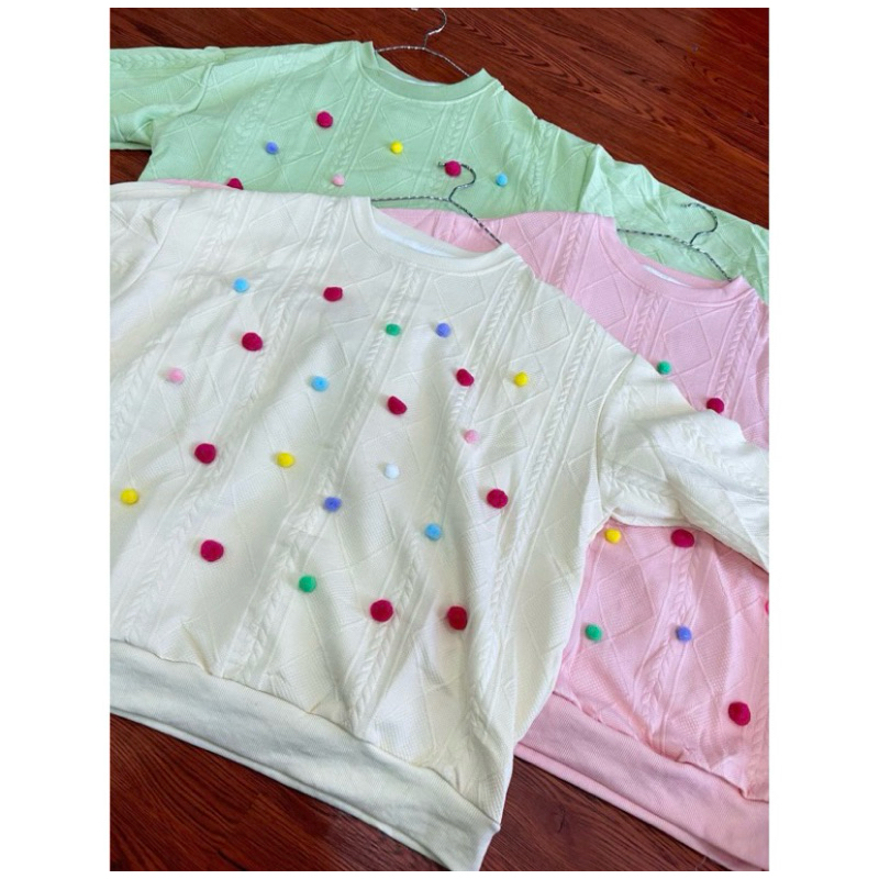 ATASAN SWEATER RAJUT /KNIT OVERSIZE PREMIUM IMPORT 3D POM POM