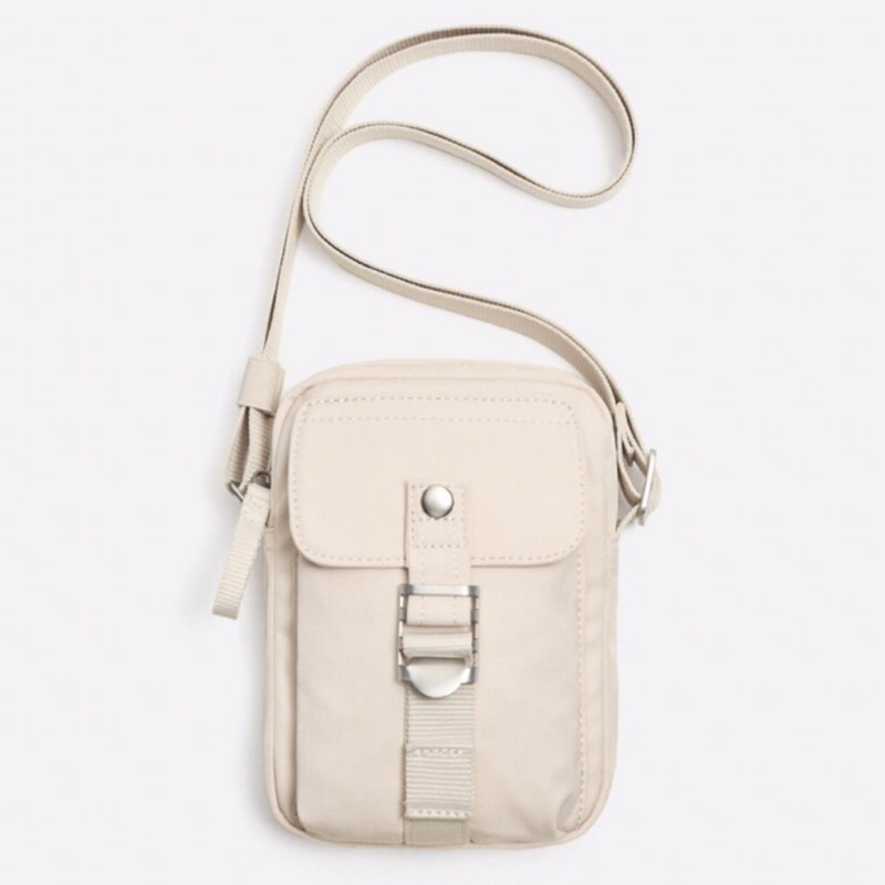 ZARA Men Technical Crossbody Bag Tas Selempang Pria Bone White