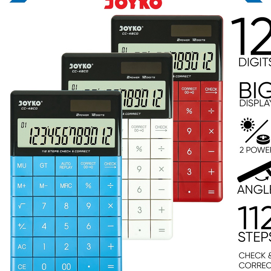 

KI3 Calculator Kalkulator Joyko CC48CO 12 Dits Check Correct