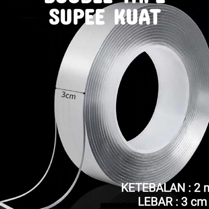 

HJ6 3gram2mmX5meter Double Tape Nano Tape Ivy Grip Tape Isolasi Selotip 2 Sisi Kuat Dicuci