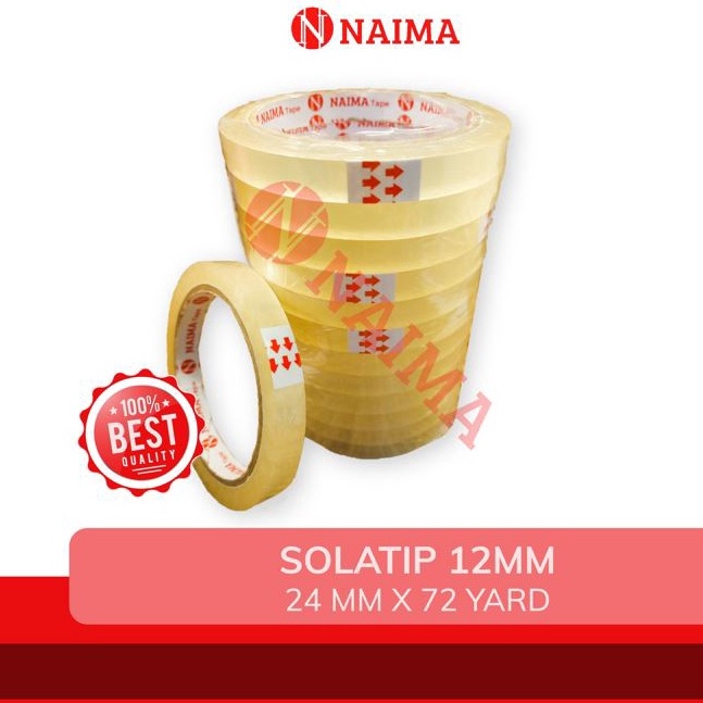 

Kilat 12pc Isolasi Selotip 12 inch x 72 YARD Solasi Solatip Lakban Bening 12mm Naima Tape