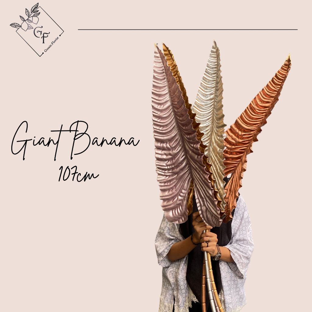 TERLENGKAP BANANA LEAF GOLD / TALAS JUMBO 107CM GIANT BANANA LEAF ARTIFICIAL DAUN TALAS DAUN PALSU H