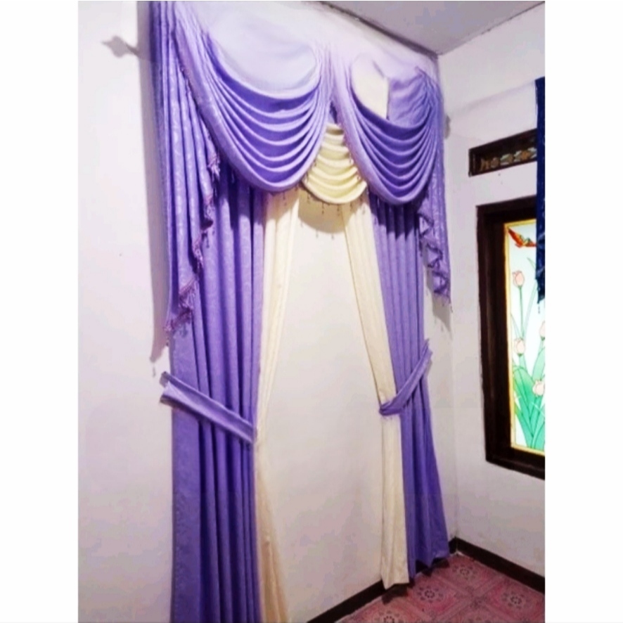 Gorden mewah poni gelombang Hordeng mewah ruang tamu elegan poni Tirai jendela poni rumbai mewah