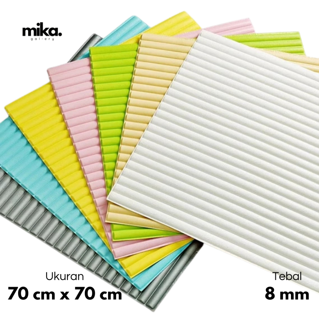 Wallpaper Dinding Foam Motif Walpaper Stiker Dinding 3D Pola Garis Silinder 70*70cm PANEL 8 mm Tebal