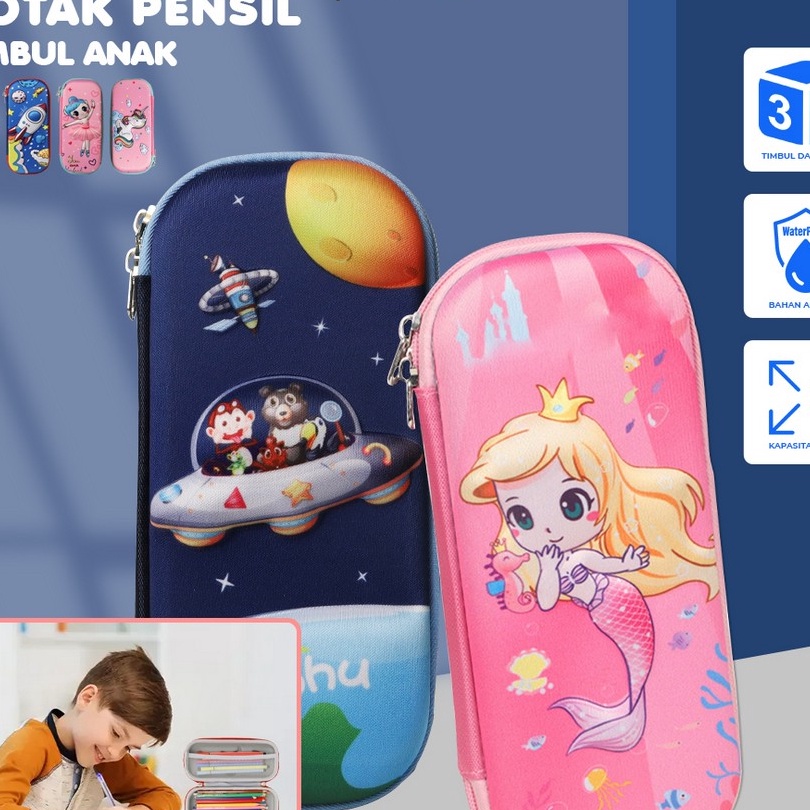 

Extra CRA39 Kotak Pensil 3D Karakter Timbul Tempat Pensil Anak Sekolah TK Tempat Penyimpanan Alat Tulis Anti Air Import