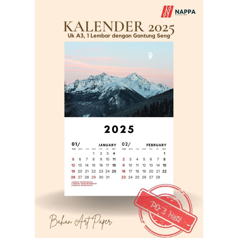 

KALENDER DINDING/6 LEMBAR/CUSTOM/A3