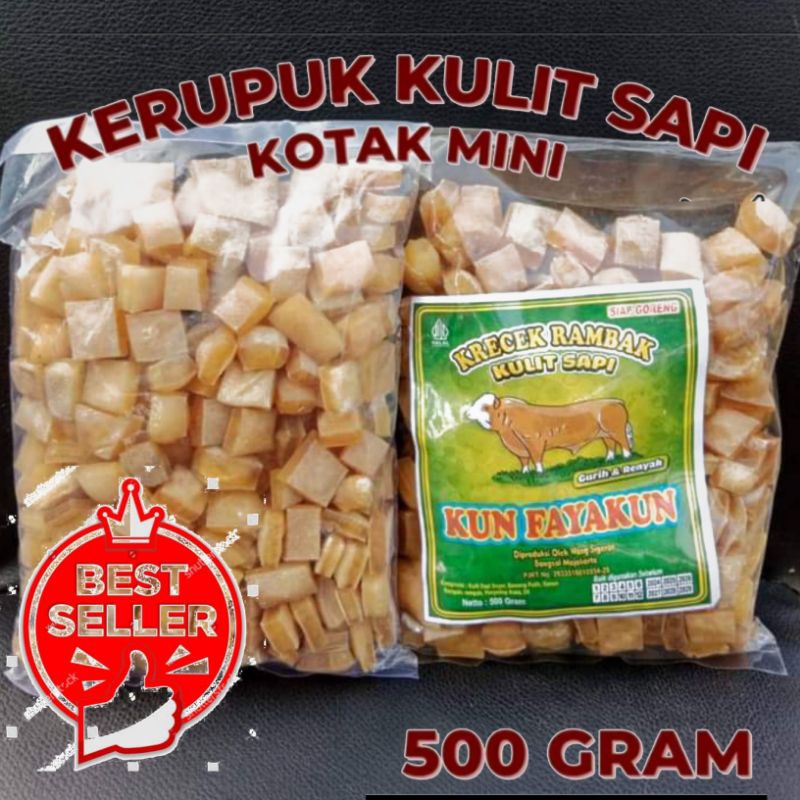 

produk krupuk rambak kulit sapi grade A super krupuk rambak kotak 500grm