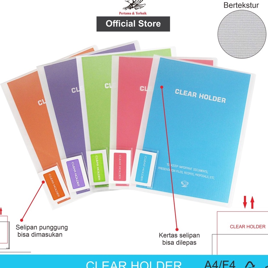 

FG2 Clear Holder Dokument Keeper Display Book Document Keeper Warna Neon EAGLE A4F4 4 Pocket Map File Dokumen