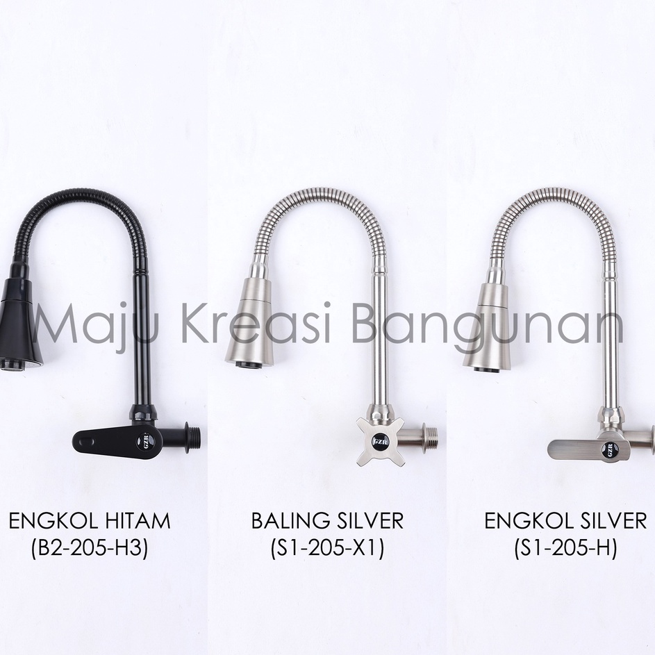 Spesial Sale  Kran Angsa Fleksibel GZR Terompet Engkol Baling Keran Cuci Piring Hitam Silver Flexibl