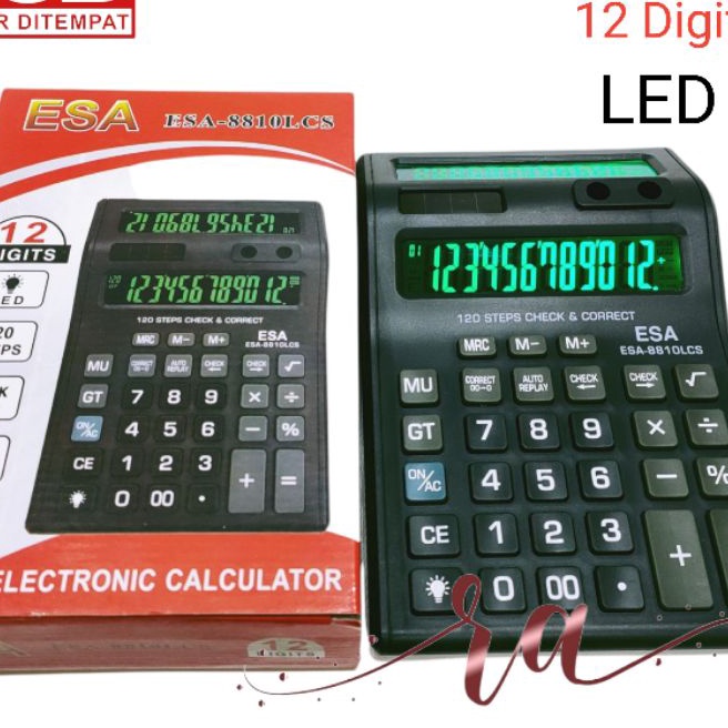 

KI3 Kalkulator Layar Lcd Led menyala Calculator Esa 881 12 dit cek ulang 2 layar bolak balik