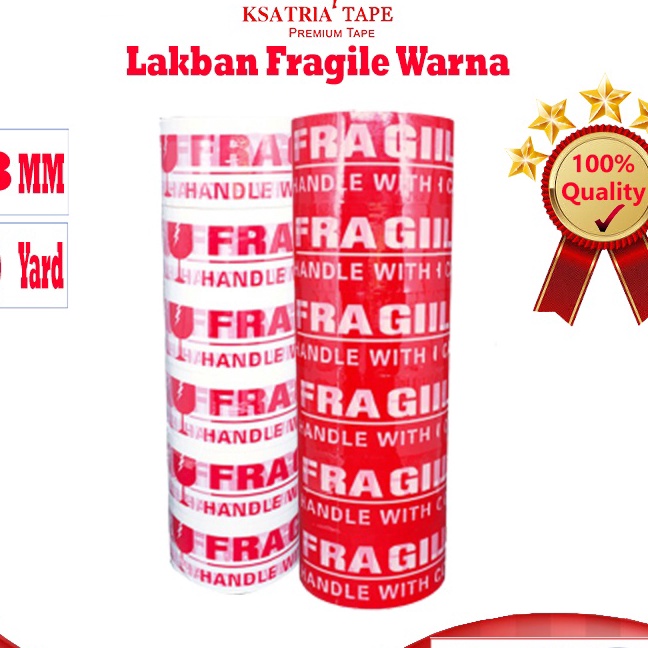 

KP8 Lakban OPP Tape Lakban Fragile Merah Putih Dunia Packing 8 Yard 1 Slop