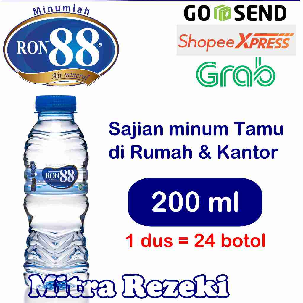 

AIR MINERAL RON88 200ml BOTOL packing dus, 1 DUS=24 botol