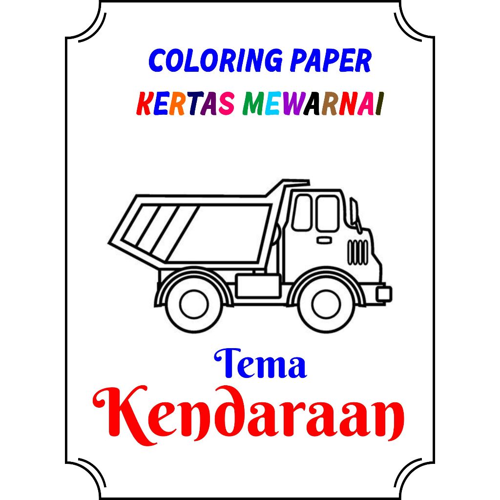 

Kertas mewarnai seri KENDARAAN / coloring paper / anak SD MI TK PAUD isi 50 pcs