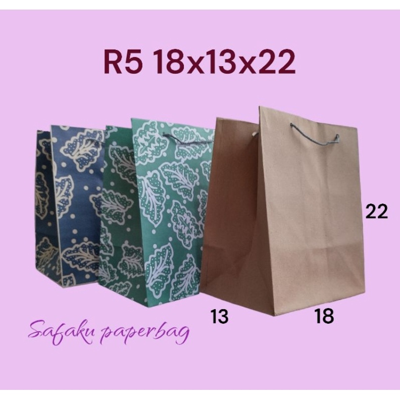 

Potongan 5 Barang Terpilih PAPERBAG R5 18x13x22 paper bag hajatan souvenir pernikahan