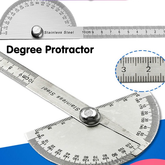 

FG2 18 Stainless Degree ProtractorBusur DerajatProtractor Penggaris JangkaPengukur SudutRoundhead Measuring Ruler