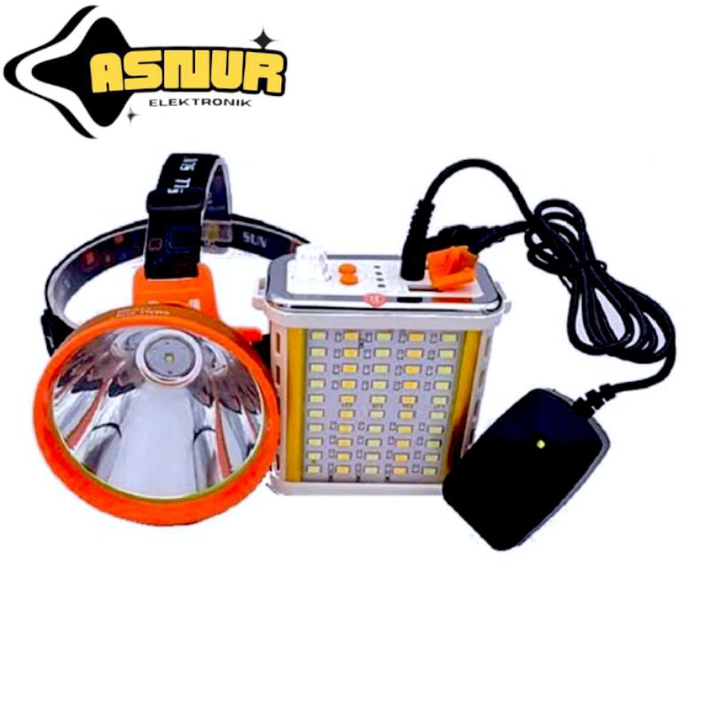 Senter Kepala Cas LED Tambah Aki Bisa Powerbank Cahaya Super Terang