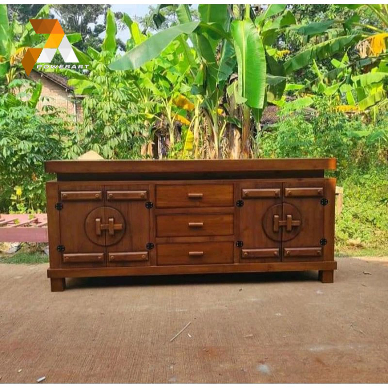 BUFET KOBOI JATI 2 METER BUFET JATI MEJA TV JATI