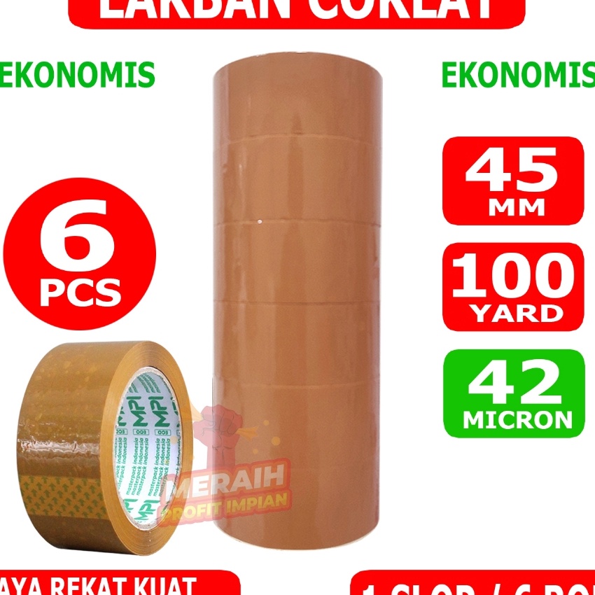

Pilihan 1 SLOP 6 PCS Lakban Coklat Ekonomis 45 mm x 1 yard Lakban MPI Ekonomis