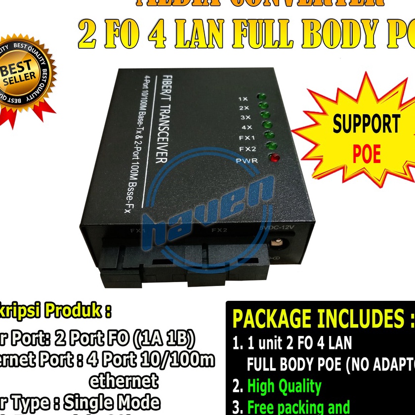 HJ6 Media Converter 2 Port FO 4 Port LAN 11  2 FO 4 LAN Support POE