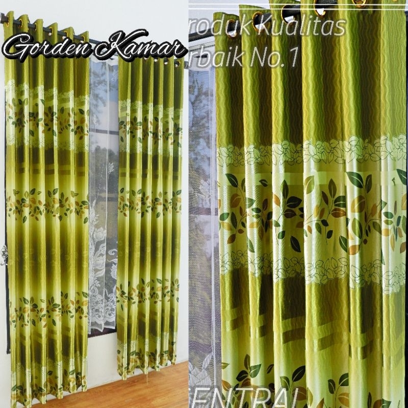 Gorden jendela Hordeng pintu minimalis ruangan terbaru glossy motif bunga parero model Smockering ti