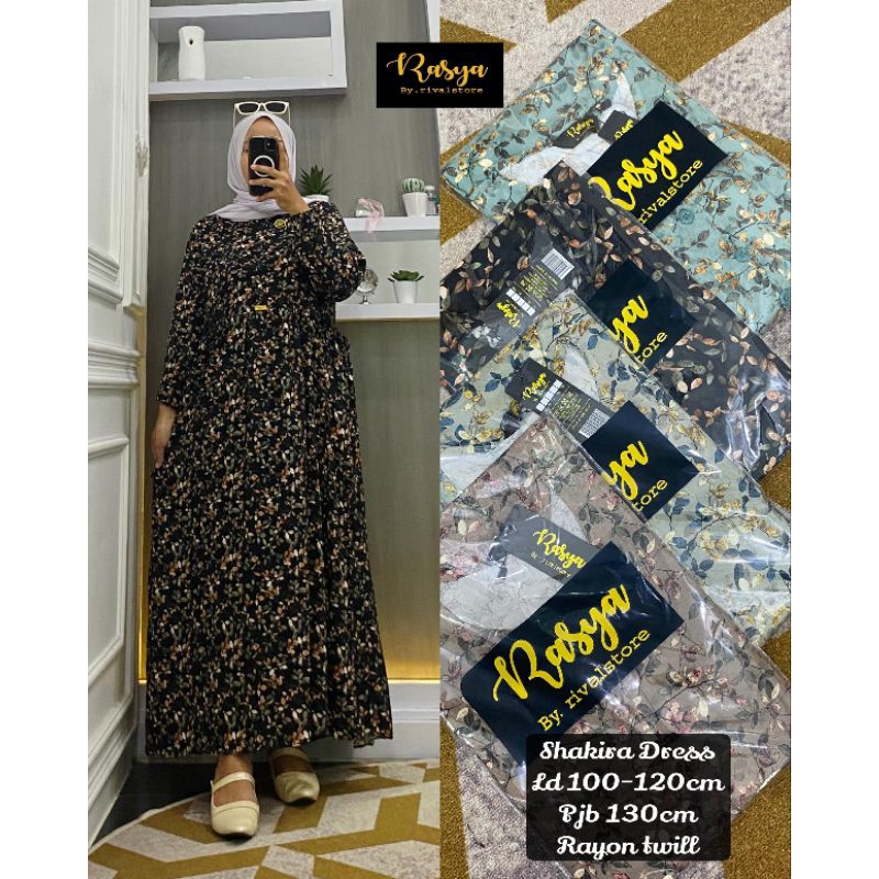 MIDI DRESS RAYON TWILL ARMANY MOTIF BUNGA