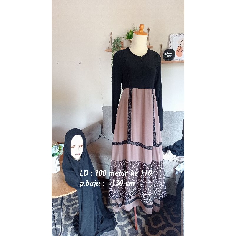 PRELOVED BRAND QNANZ SET SYAR'I MURAH CAKEP LIKENEW BORDIR DRESS BRUKAT KALIMANTAN SELATAN