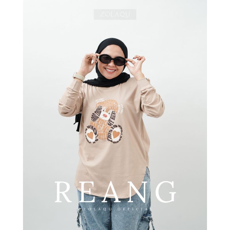 BAJU ATASAN KAOS DISTRO ZOLAQU POLOS SEMITUNIK CREAM REANG ORI TEBAL ZLQ WANITA LENGAN PANJANG KOMBI